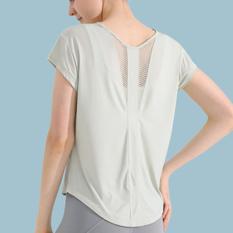 Men's Vests Women Lightweight Casual Back Knotted T-shirts Crew Neck Short Sleeve Shirts Yoga Top Naked Feeling Training Running Gym Wear