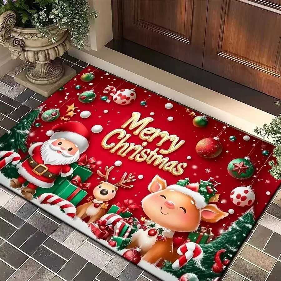VIKAMA Christmas Cartoon Printed Carpet Home Decor Dirt-Resistant Easy To Clean Entrance Hall Hallway Bathroom Non-Slip MatM251117