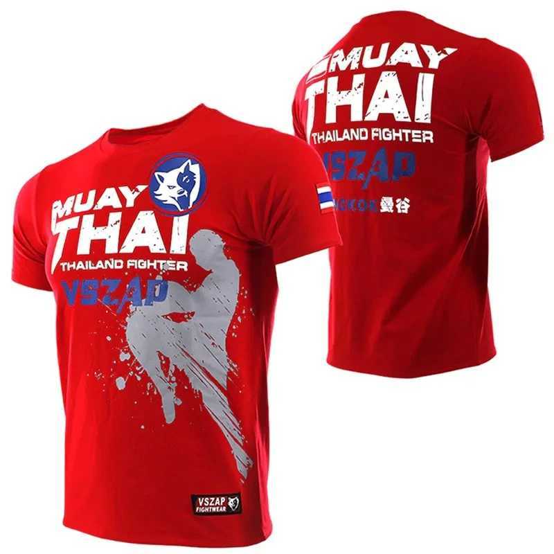Mens Muay Thai Sports T-shirt Running T-shirt Mens Gym Fitness MMA Training Shirt Sportswear Boxing Quick Dry W250417