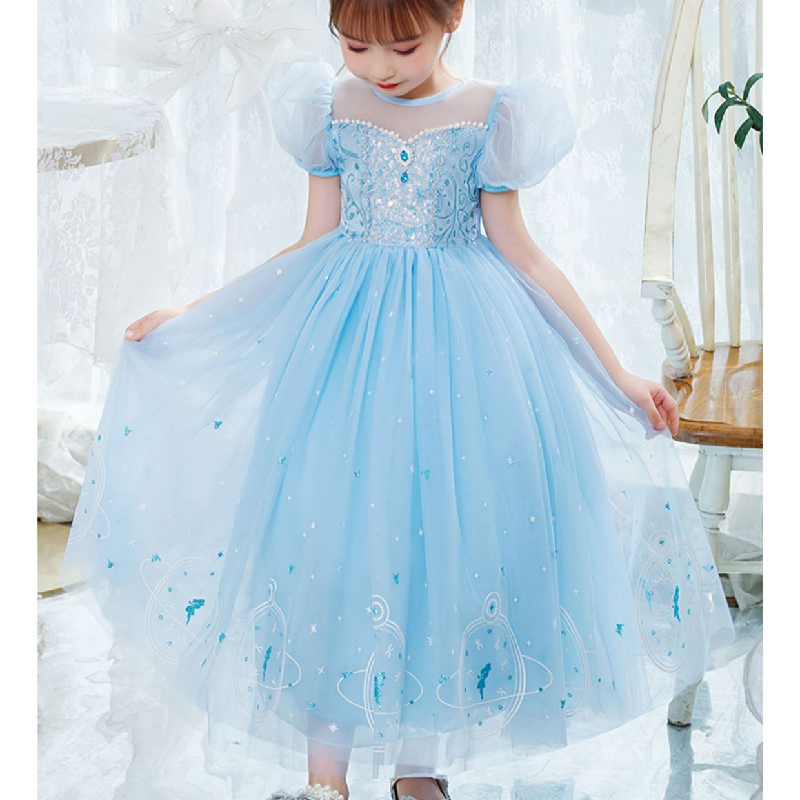 DISNEY Baby clothes Elsa princess dress baby girl mesh dress children's birthday outfit Elsa girl dress