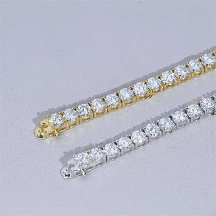 AAA Gems 4mm Hip Hop Square Diamond Tennis Chain Big Moissanite Tennis Chain Moissanite Tennis Chain Choker Jewellery
