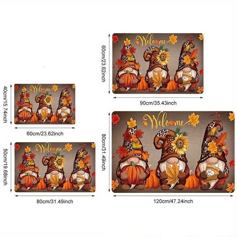 Charming WELCOME Dwarf Doorway Christmas MatNon-Slip Mat with Festive Pumpkin Design for Indoor/Outdoor EntrywaysM251117