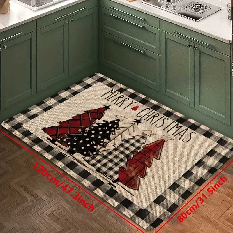 VIKAMA Christmas Carpet Plaid Tree Floor Mat Kitchen Rug Doormat Welcome Mat Rug For Bedroom Carpet For Live Room Home DecM251117