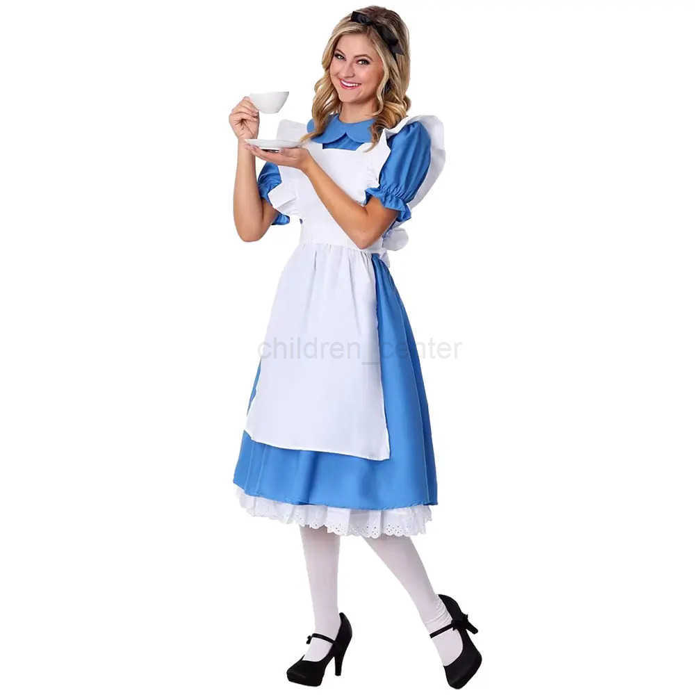Disney Children Girl Blue Alice In Wonderland Halloween Costume For Kids Party Lolita Maid Dress Cosplay Alice Wonderland Costume Girls W20250417