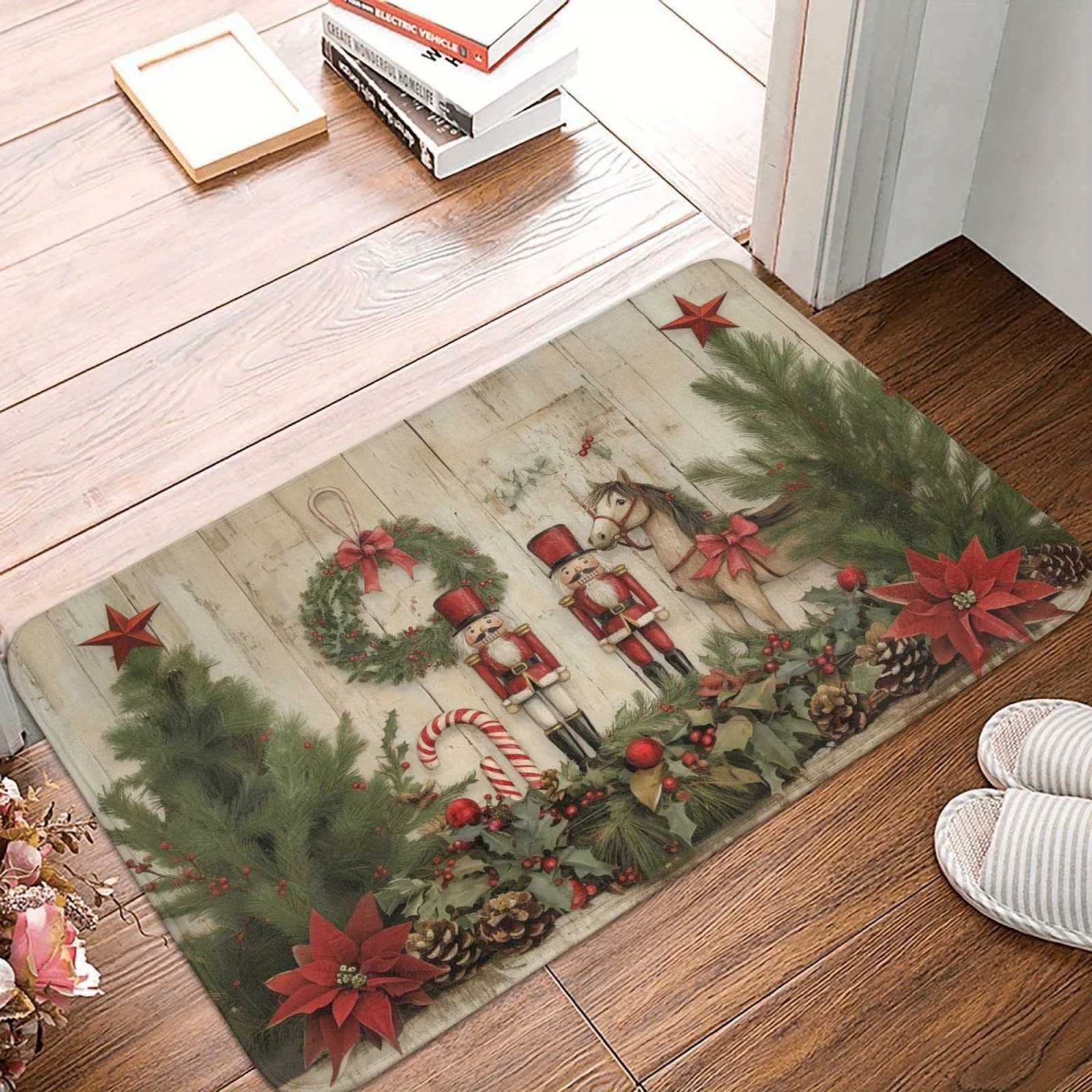 Christmas Nutcracker Tree Entrance doormat home decor Kitchen floor mat Kitchen hallway balcony rugs navidad decorationsM251117