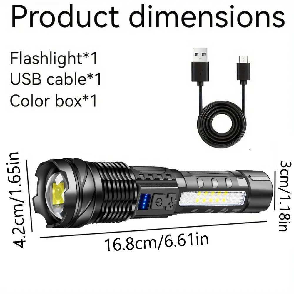 A76 Super Bright Rechargeable Flashlight with Clip -Portable Powerful Illumination for Outdoor Adventure Emergency Daily Use M251117
