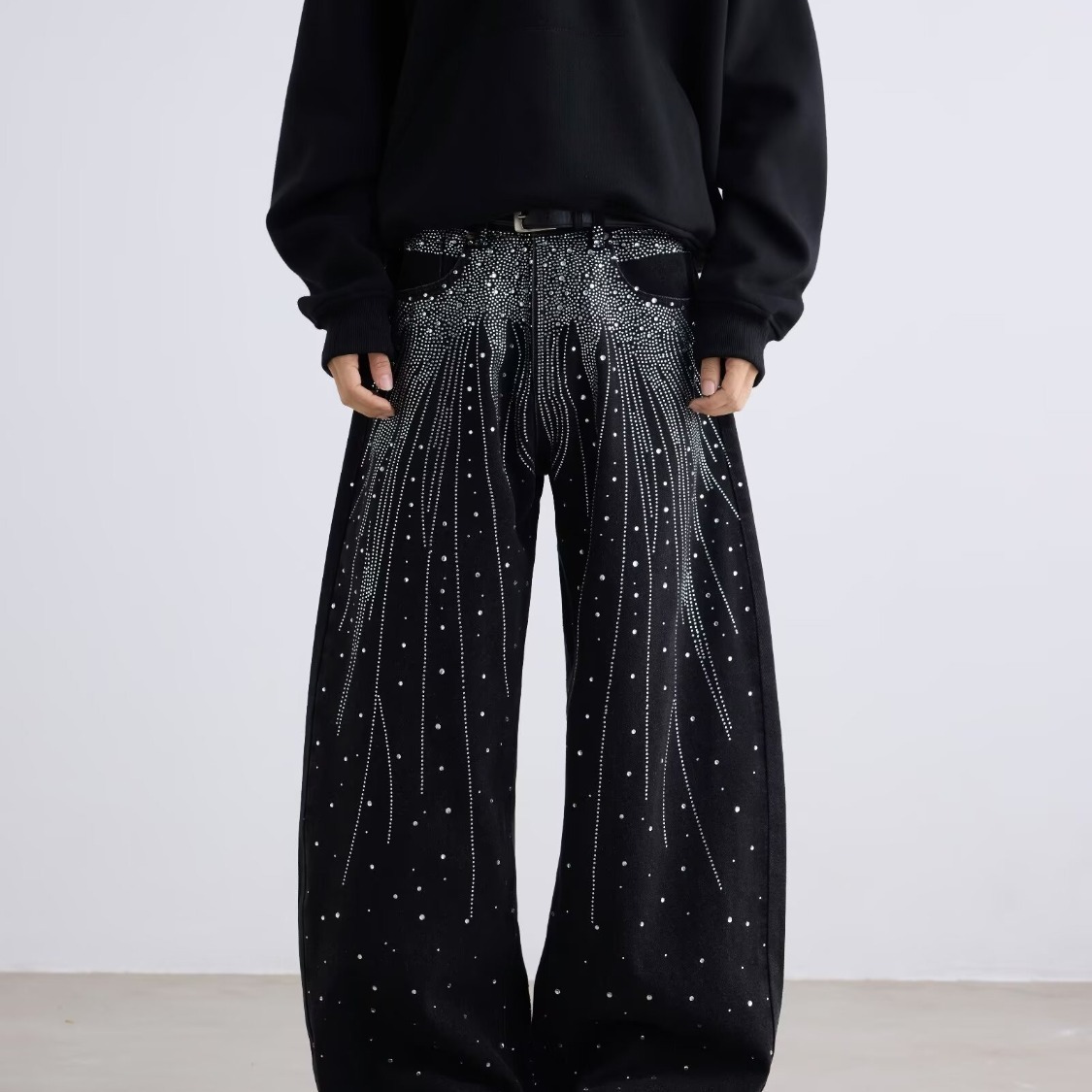 Diamond Men's Jeans Vintage Full Diamond Sequined Shiny Y2K Luxurious Design Clothes Mens Womens Harajuku Hip Hop Retro Baggy Low Waist Wide Leg 