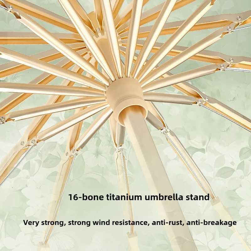 16 Fiberglass Umbrella for Women Protection SunRain Dual Use ParasolExtra-Large Reinforced Folding Sunshade with Colorful Coat C251117