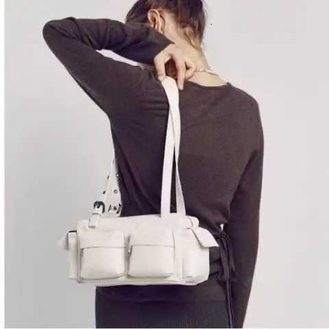 Korea New 2025 Motorcycle Bags Womens Crossbody Bag Small Designer Commuter Handbag Cowhide Leather Single Shoulder BagW251115