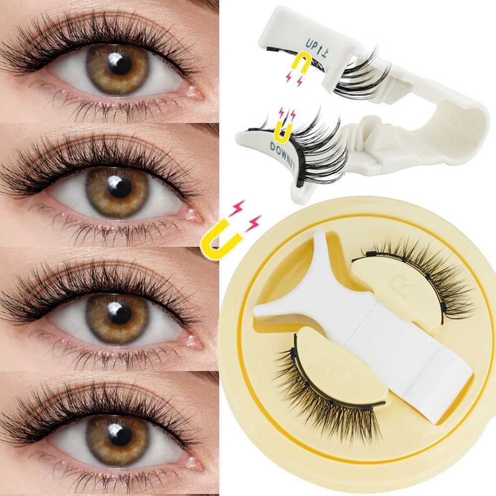 New 1 Pair Cat Eye Magnetic Eyelashes Set Natural Light Eyelash Extension Tools Reusable False Eye Lashes With Tweezers MakeupT251117
