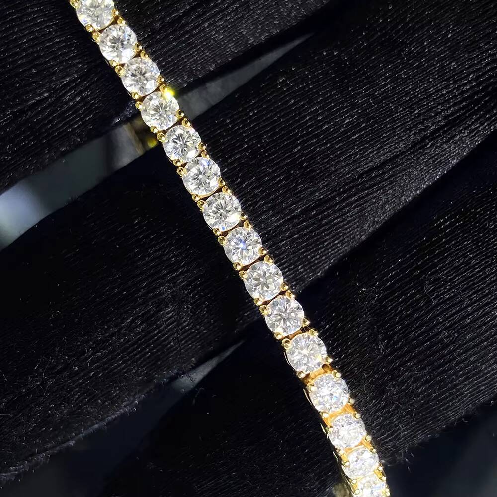 In Stock Pass Diamond Tester 3MM 925 Silver 18K Gold Plated Moissanite Hip Hop Iced Out Jewelry Tennis Bracelet Fast Shipping