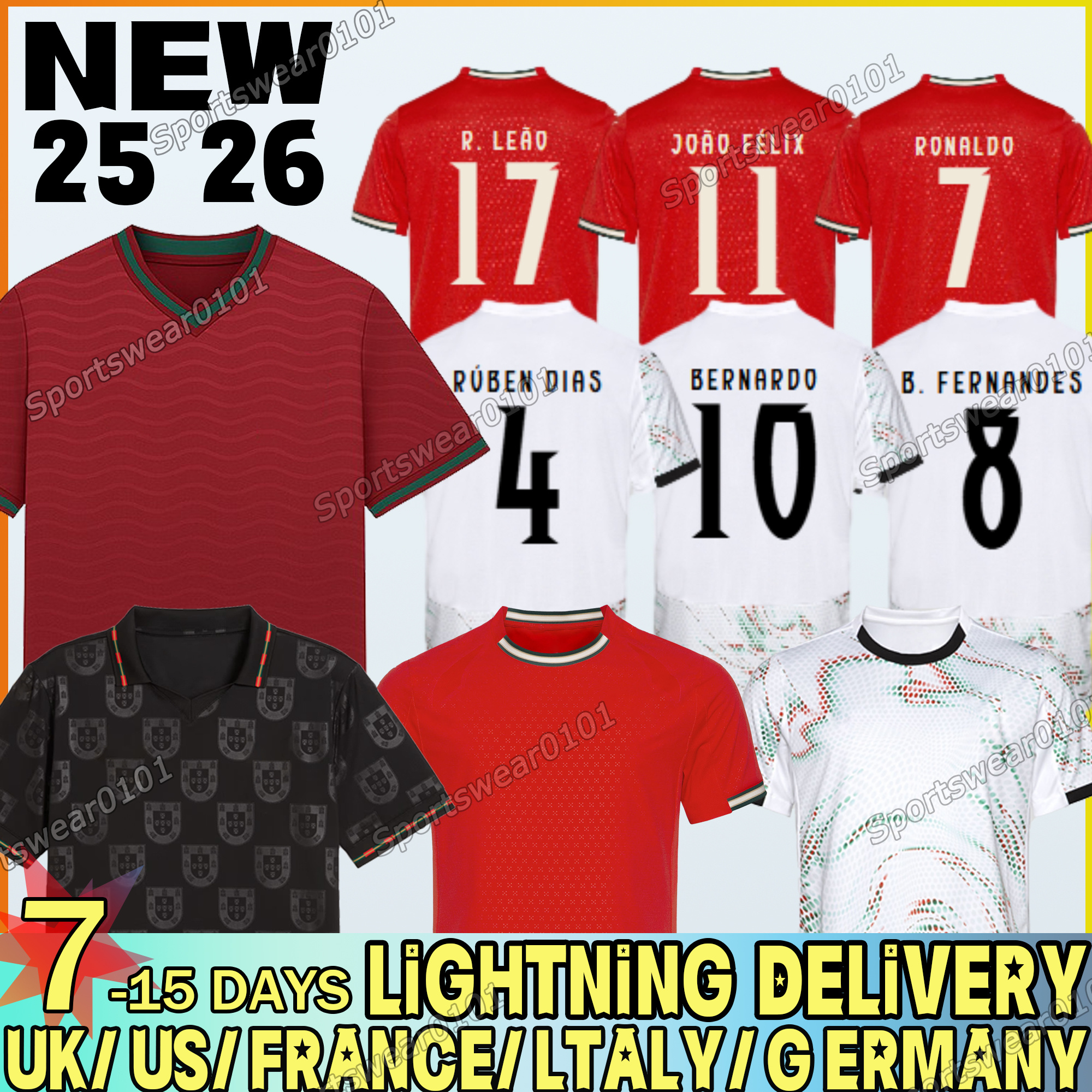 25 26 Portugal Jersey 7 RONALDO jersey PEPE BERMARDO Bernardo B.FERNANDES LEAO Ramos Dias Felix football shirt fans player version Men Kids kit Soccer Jerseys