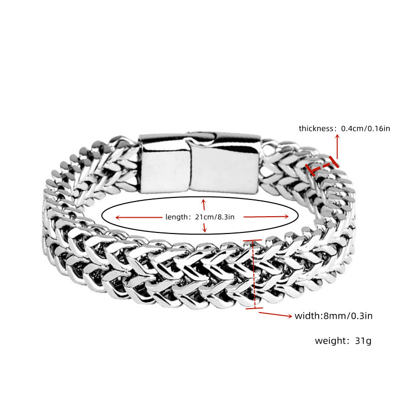 Elegant Two-Tone Stainless Steel Bracelet with Fish Scale Pattern & Secure Magnetic Lock