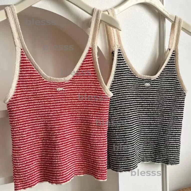 Vintage Womens Tanks Designer Clothes Luxury Tops Camis Stripes Knitted Vest -12 Sleeveless Sweater Tank Top Knitted T-shirt DPG2504174