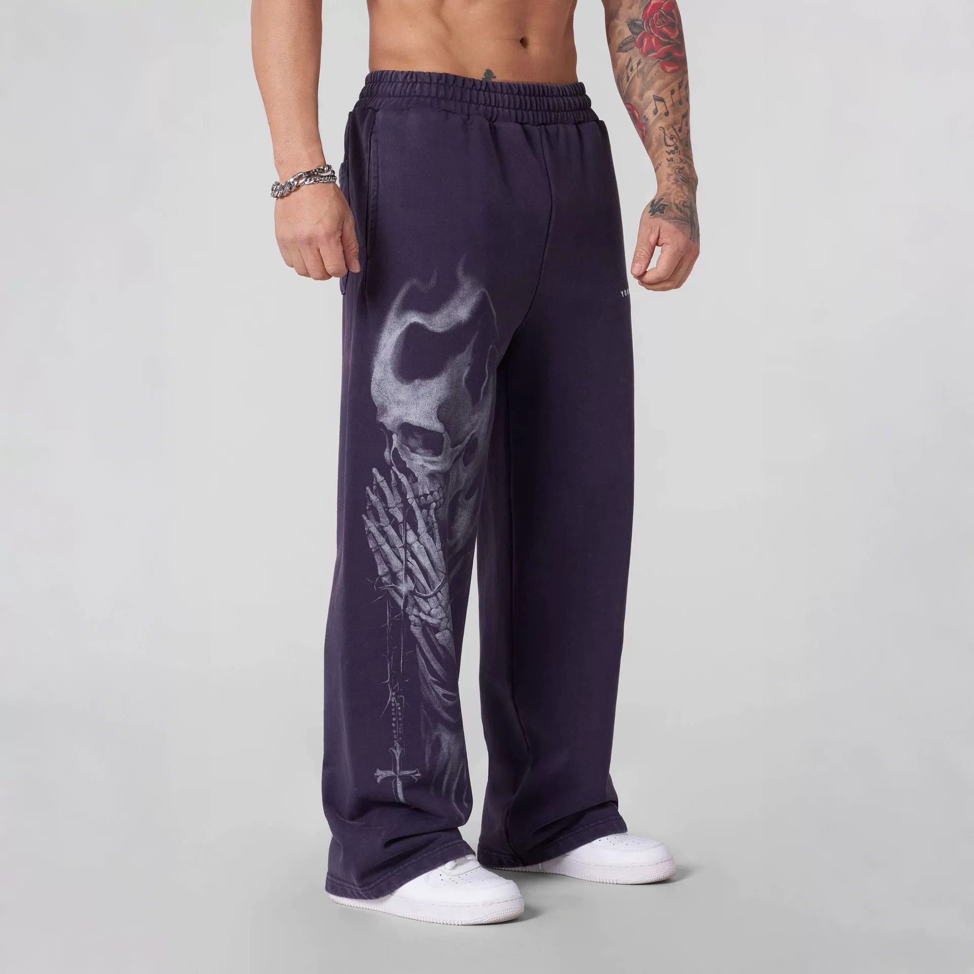 New Men's Fitness Sports Pants High Street Retro Hip-Hop Style Trendy Brand Printed Casual Trousers Men Long Pants Running Exercise Bottoms XXL D