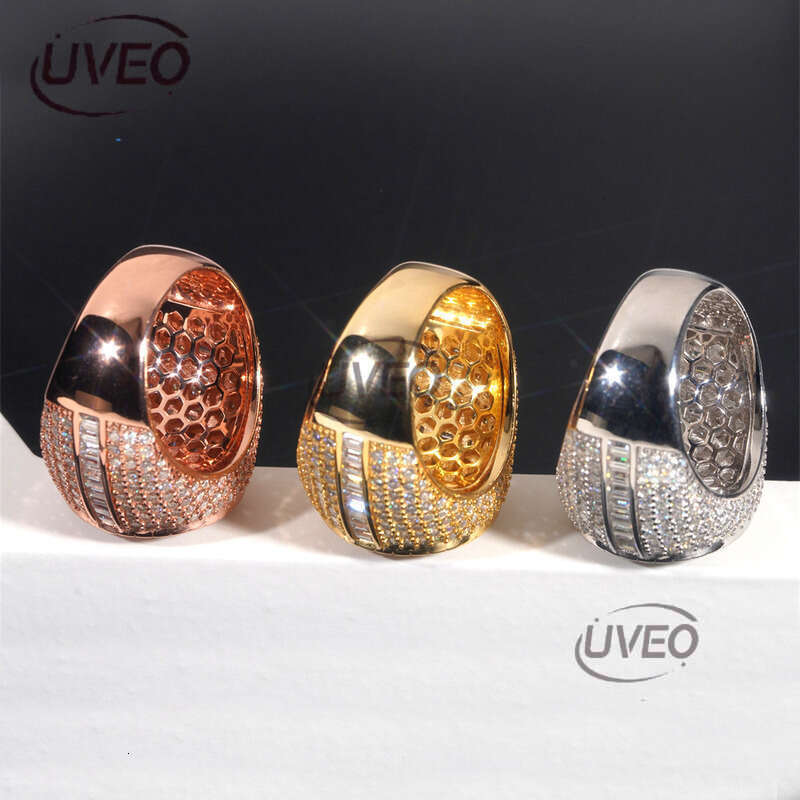 Jewelry 925 VVS Gold Iced Out Moissanite Ring Moissanite Diamond Hip Hop Pass Dias Tester Fashion