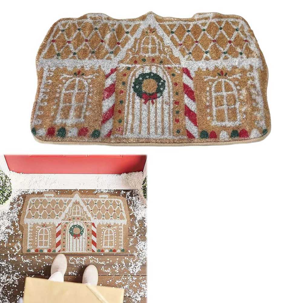 Christmas Gingerbread House Doormat 40x60cm Gingerbread House Welcome Mat Non-Slip Gingerbread House Carpet for Home DecorationM251117