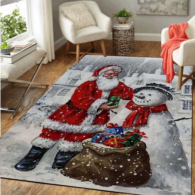 Christmas Santa Claus Carpet for Living Room Decor Hallway Balcony Long Carpet Sofa Table Large Area Rugs Anti-slip Bedroom MatM251117