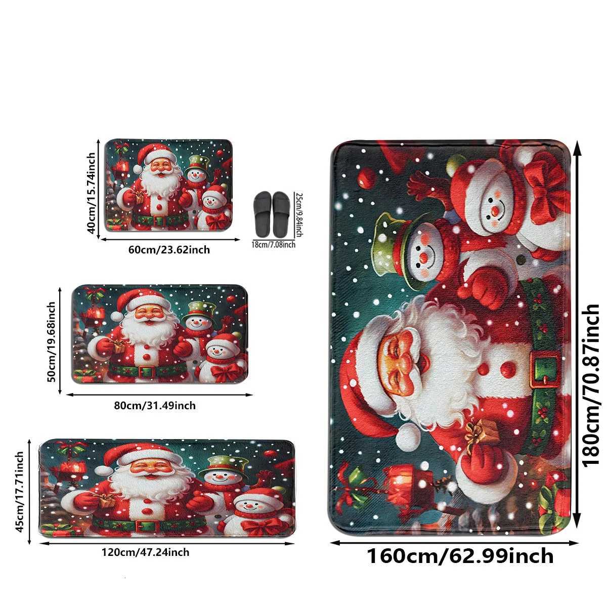 Christmas-Themed Santa Claus and Snowman Non-Slip Floor Mat - Festive Entryway Mat/Living Room Foot Mat A Great Christmas DecorM251117