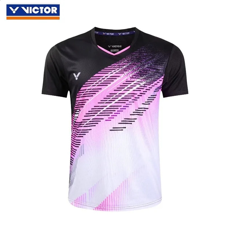 Victor T-shirt mens and womens suit tops sports badminton wearing quick drying short sleeved breathable shorts running to the gym 250411