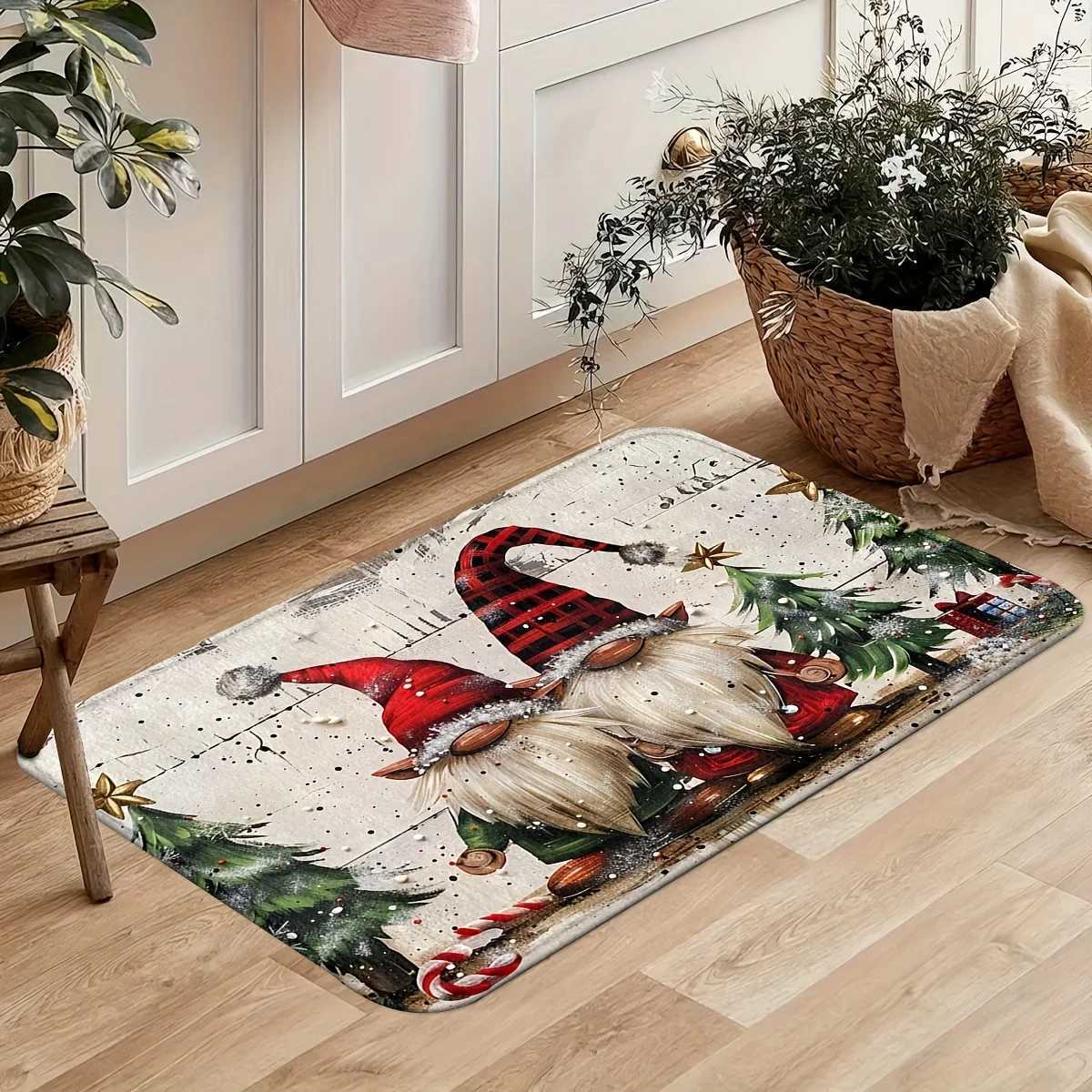VIKAMA Christmas Carpet 2pc Kitchen Rug Festive Christmas Decoration Living Room Carpet Bedroom Rug Doormat Welcome Mat Home DecM251117