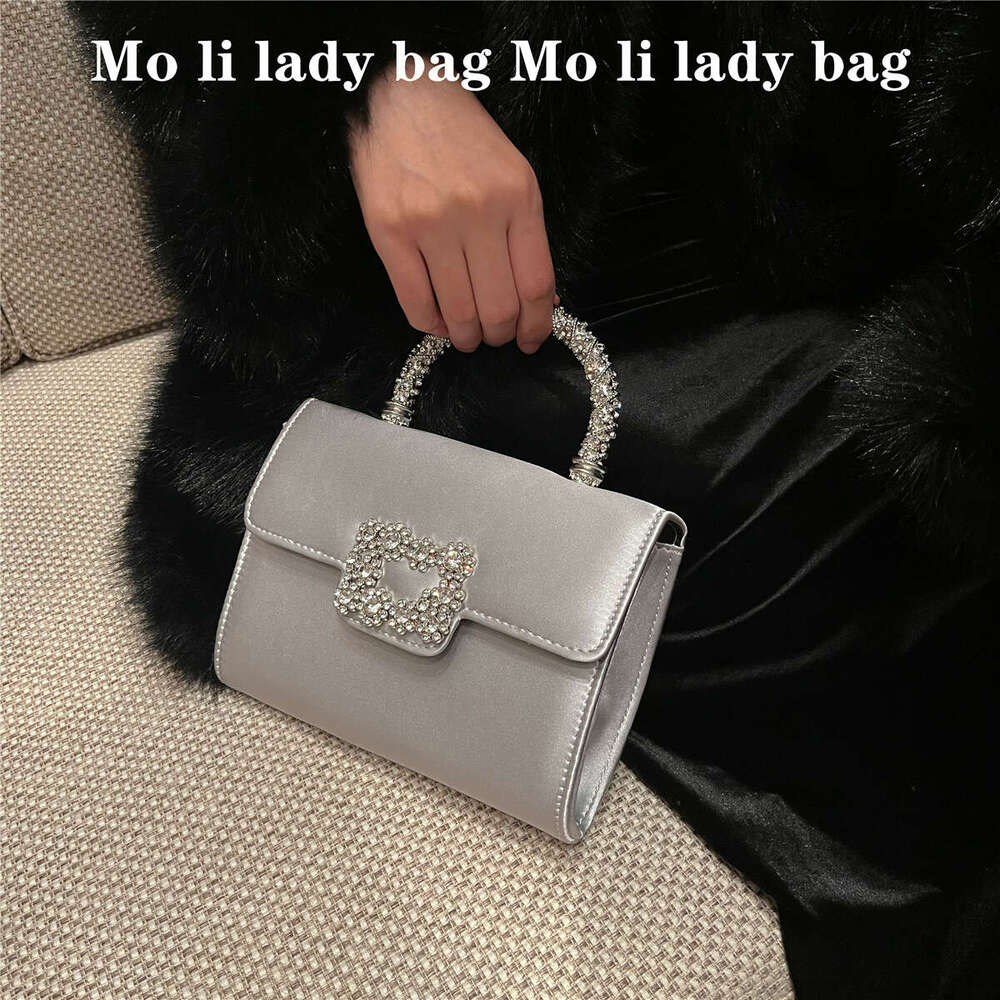 2025 New Model RV Silk Buckle Single Shoulder Crossbody Evening Small Square Socialite Inlaid Rhinestone Fashion Women's Bag
