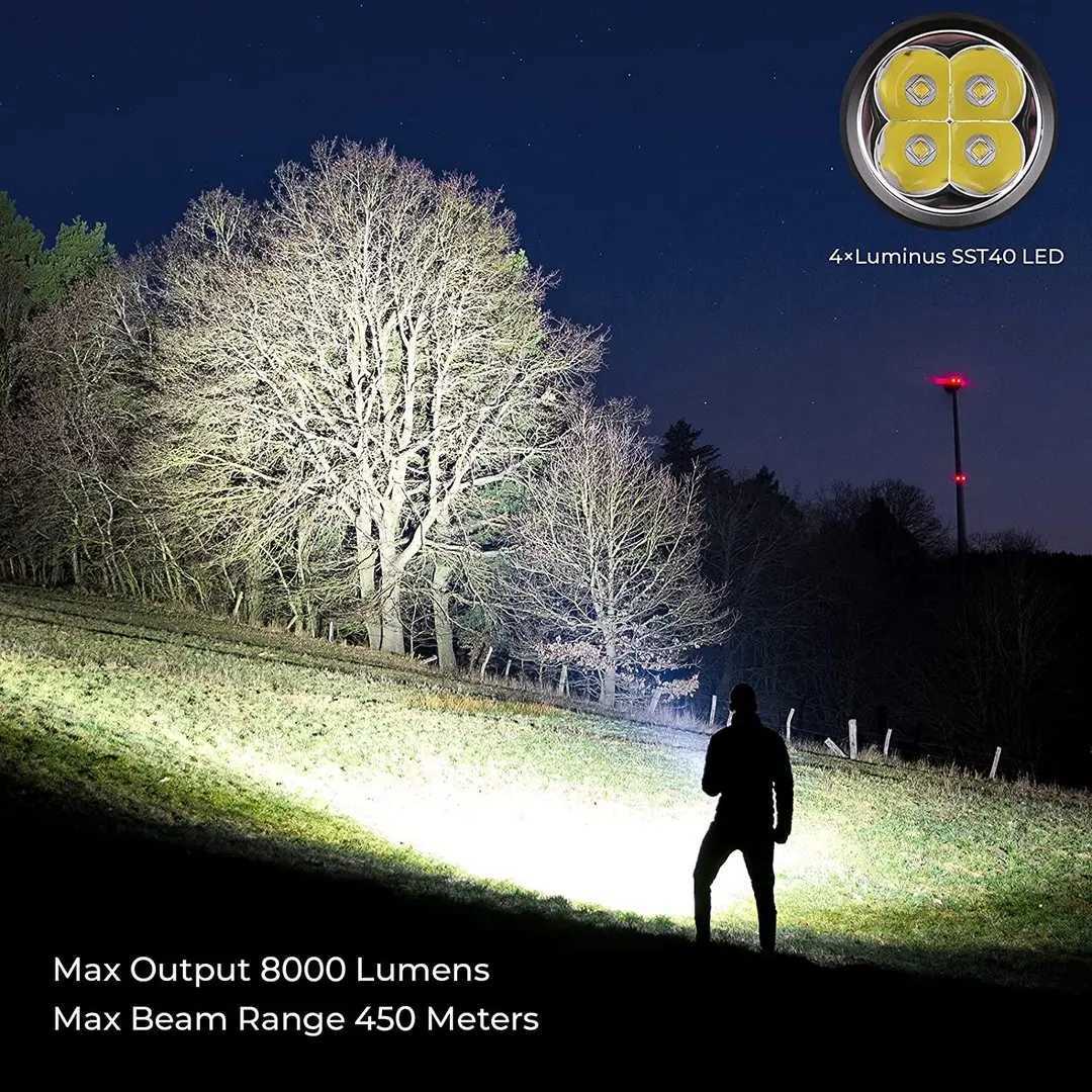 Sofirn Powerful SP36 Pro 8000lm LED Flashlight 4SST40 USB C Rechargeable 18650 Torch M251117