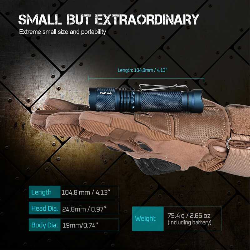 ACEBEAM TAC AA20 Super Bright EDC AA Flashlight Max 900 Lumens 360 Meters 14500 Battery SFT-25R LED Flashlights Daily Torch M251117