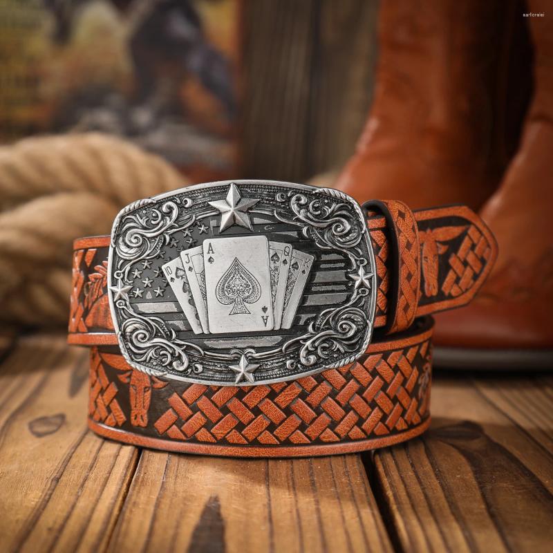Belts A Classic Retro PU Material Embossed Belt Metal Plate Buckle Head Men And Women The Same Daily Casual Delivery Punch Nails