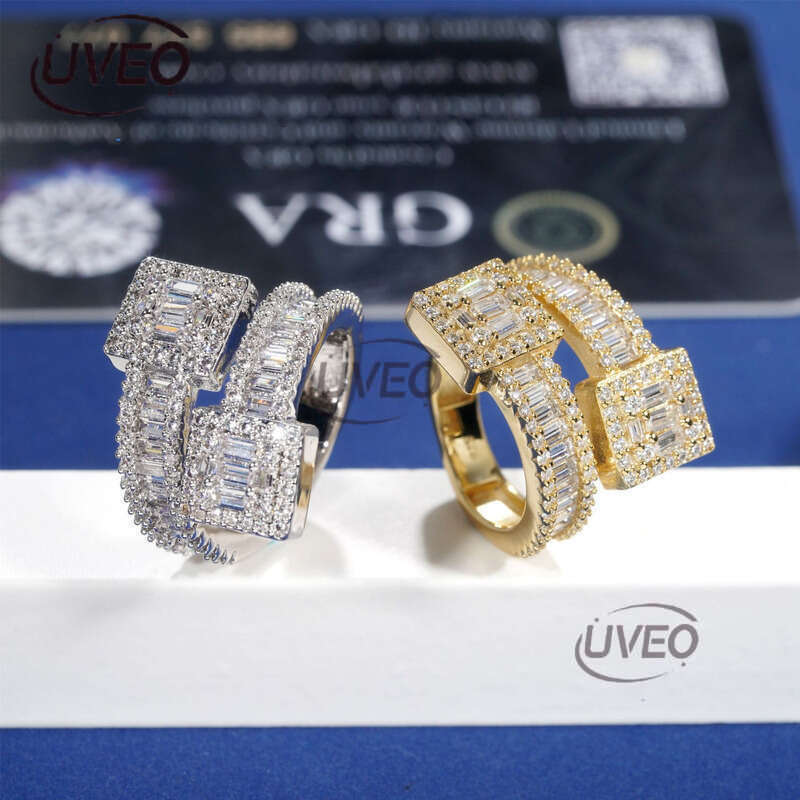 Jewelry 925 Iced Out Gold Moissanite Ring VVS Hip Hop Pass Dias Tester Sterling Silver Fashion