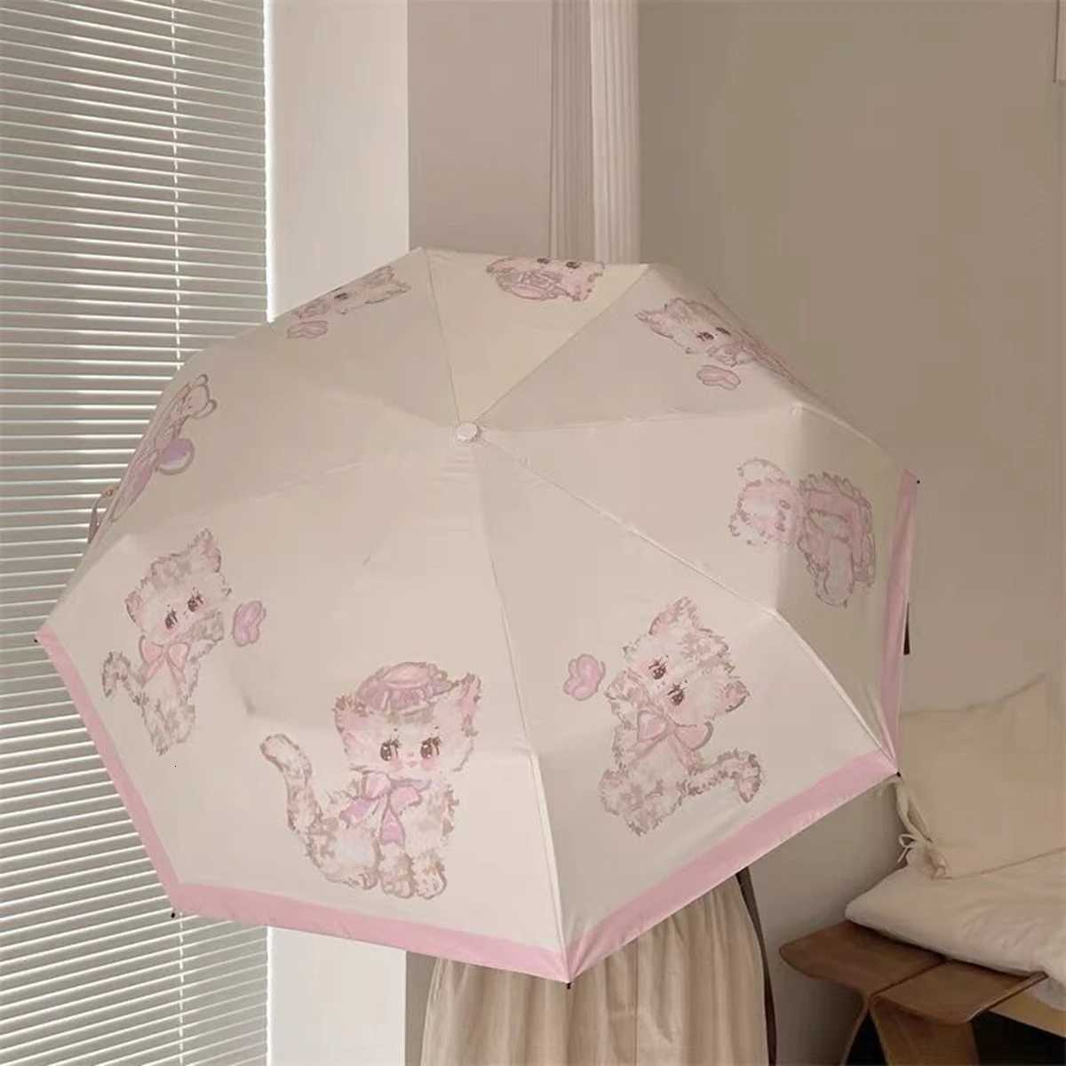 Cute Umbrella Thick Black Glue Fully Automatic Umbrella Rabbit Pink Sunshade for Waterproof Sunproof UV Umbrellas C251117