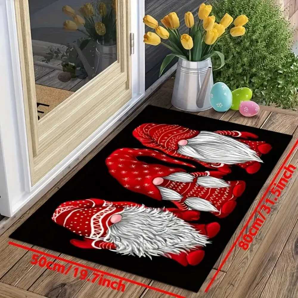 1pc Christmas Three Red Dwarves Doormat 100 Polyester Non-Slip Rug Machine Washable Home Holiday Decor Bedroom AccessoriesM251117
