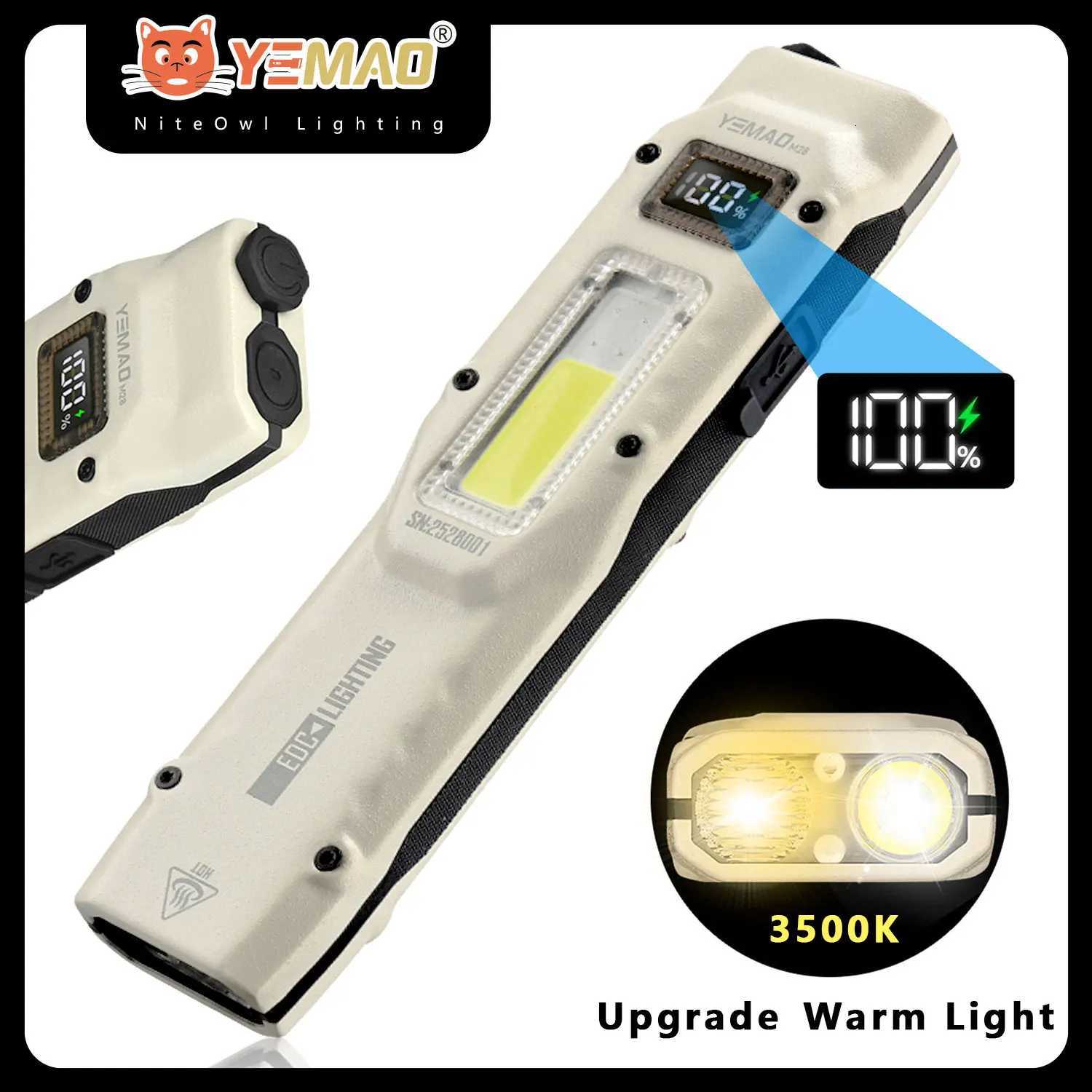 YEMAO M28 Tactical Flashlight 880 Lumens Rechargeable Ultra-thin Mini LED Lantern with Strobe UV Lamp High Power Led Flashlights M251117