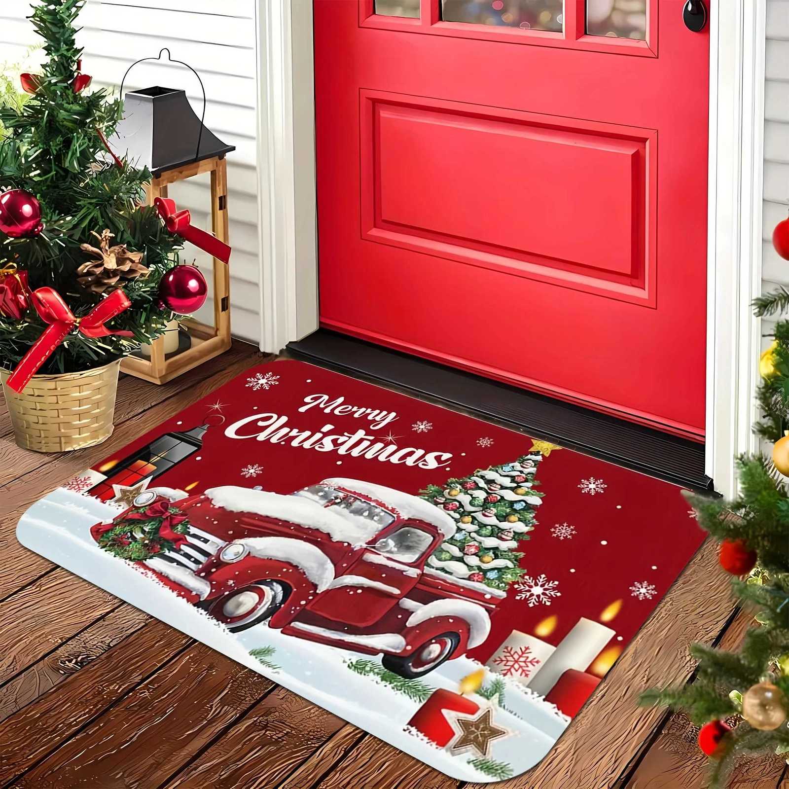 Christmas Car Snowman Kitchen Floor Mat Home Decor Carpet for Living Room Kitchen Hallway Balcony Rugs Christmas DecorationsM251117