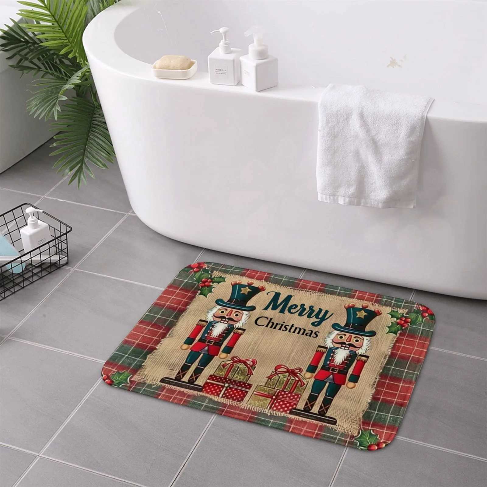 Christmas nutcracker welcome door mat soft non-slip floor mat suitable for room bathroom kitchen home decorationM251117
