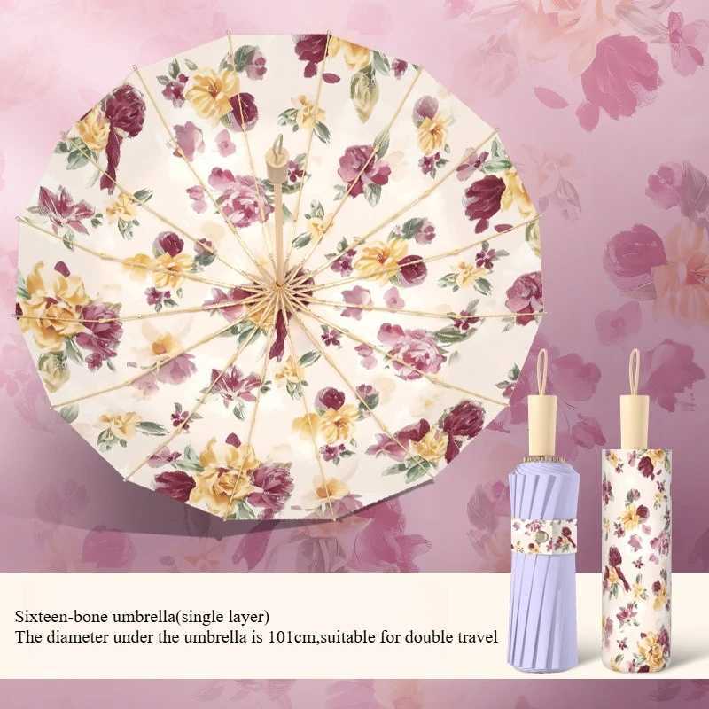 16 Fiberglass Umbrella for Women Protection SunRain Dual Use ParasolExtra-Large Reinforced Folding Sunshade with Colorful Coat C251117