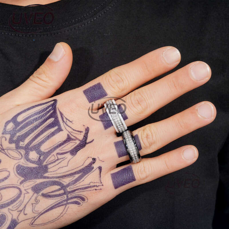 925 Gold VVS Iced Out Moissanite Ring Jewelry Hip Hop Pass Dias Tester Mens Women Sterling Silver Couple