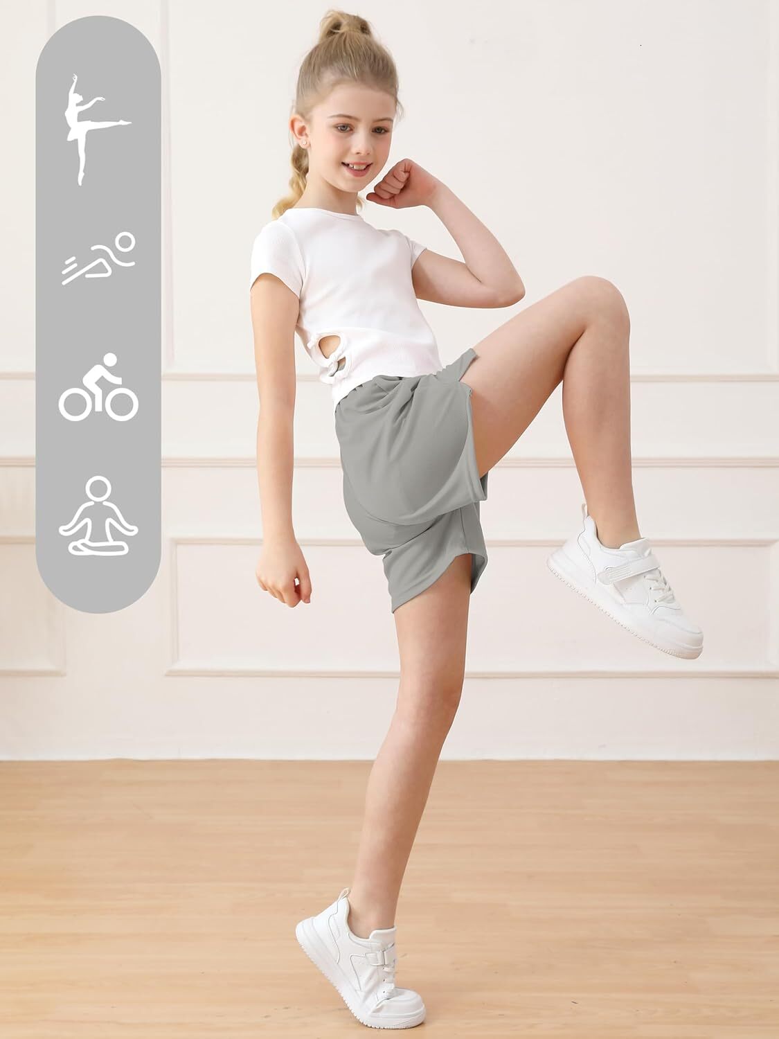 Girls' mesh teenagers' basketball and football children's sports shorts, fitness shorts