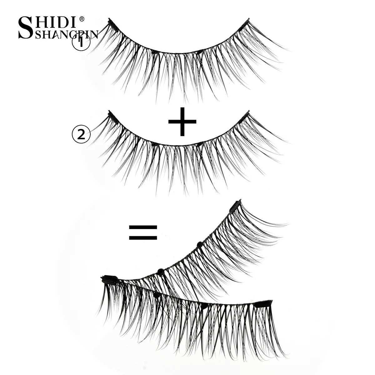 SHIDISHANGPIN 5 Styles Natural Magnetic Eyelashes Set 1 Pair Reusable No Glue Needed False Eyelashes with Magnetic TweezersT251117