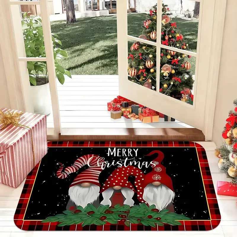 Christmas With Holly Berry Pattern Welcome Floor Mat Premium Flannel Bathroom Living Room Bedroom Office Christmas DecorM251117