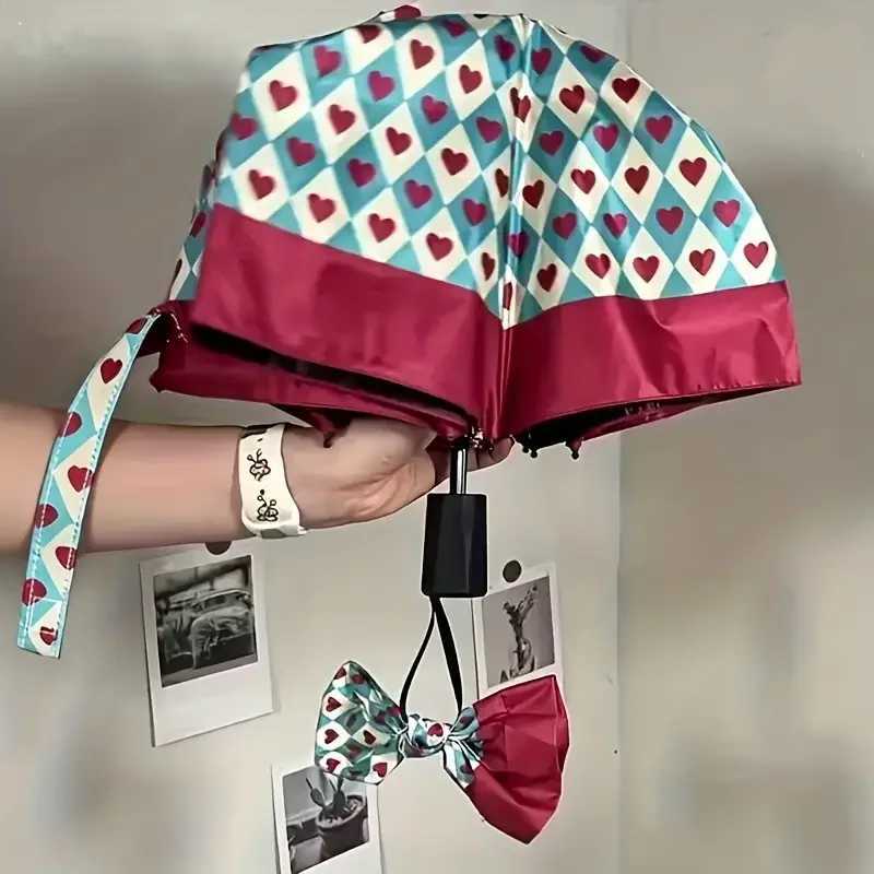 Automatic opening and closing umbrella Rust red fully automatic parasol tri-fold black coating dual-purpose umbrella C251117