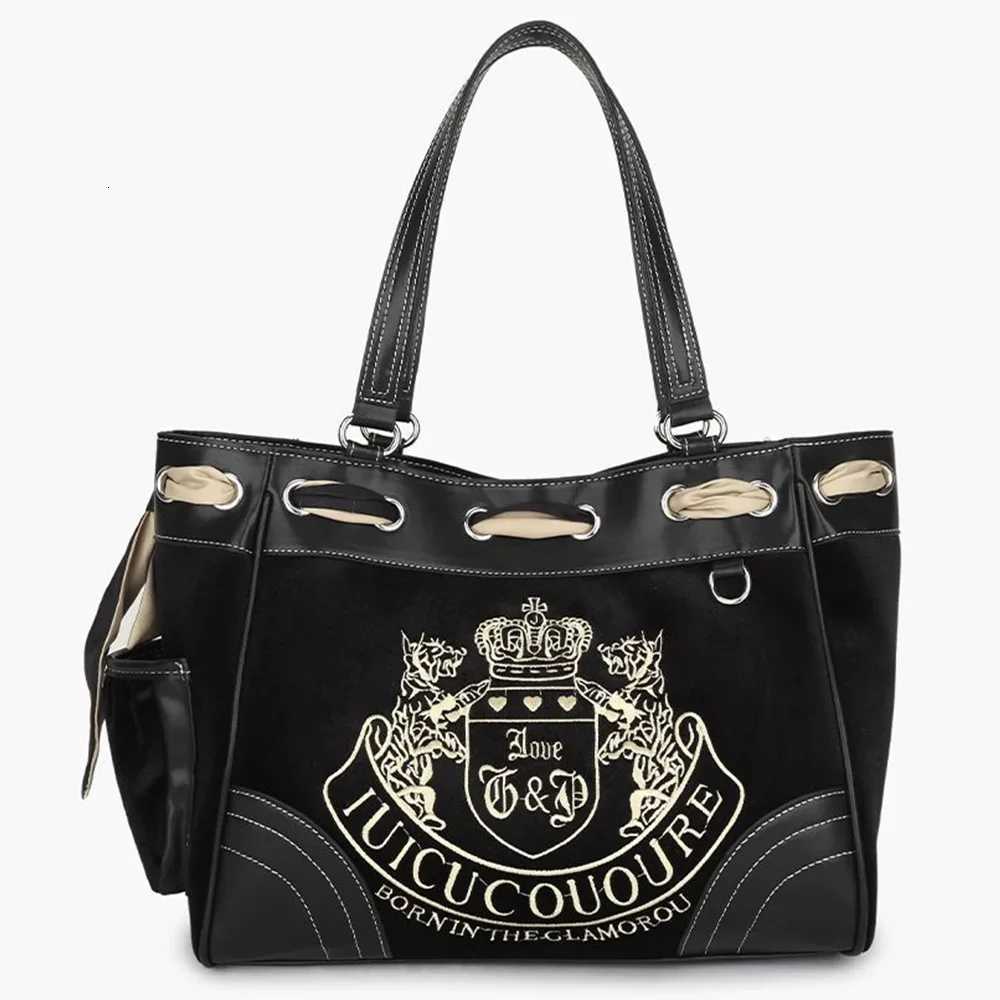 Ladies Large-Capacity Tote Bag Y2K Women Vintage Retro Chic Embroidery Velvet Handbags Girl Shopping Shoulder Bag Womens PursesW251117