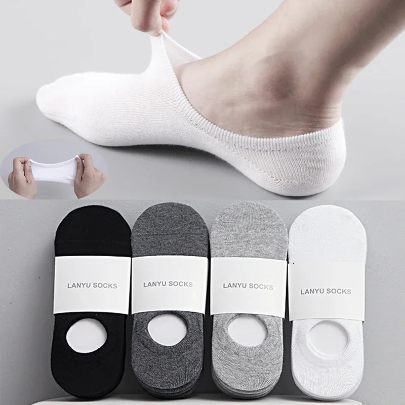 1/5/10/20 Pairs Summer Autumn Boat Socks For Men Women Non-slip Silicone Invisible Cotton Socks Male Ankle Sock Slippers 251114