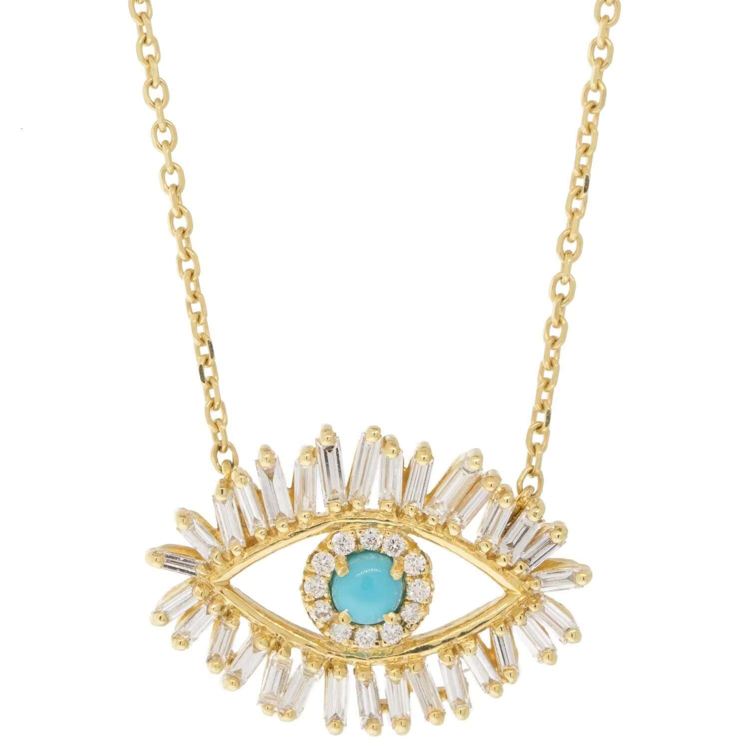Statement Pure Sier Zirconia Eye Bohemian Jewelry Necklace Gold Plated