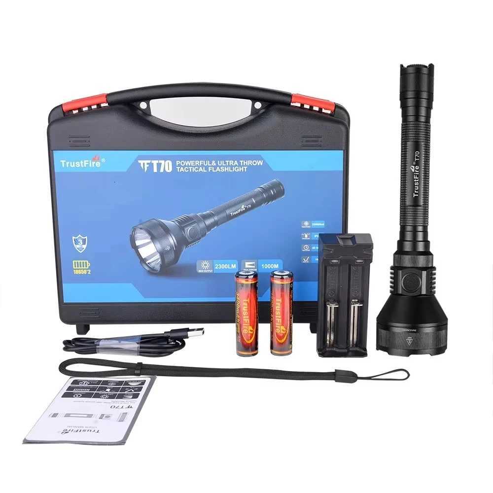 Trustfire T70 18650 2300lm LED Torch Hunting Flashlight Ultra Powerful Rechargeable Light Tactical Camping Lamp for Outdoor M251117