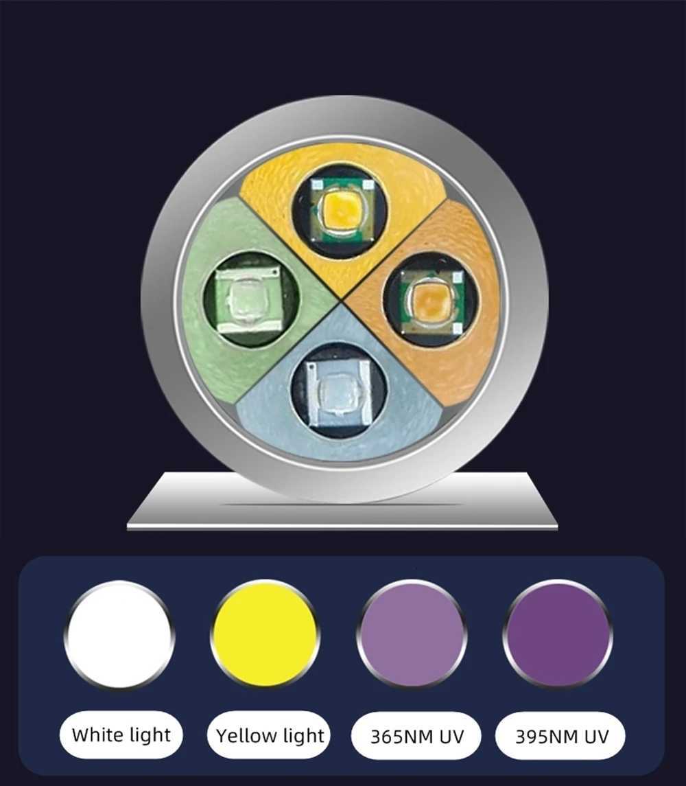 4-In-1 Jade Detector Light UV 365nm Rechargeable Emerald Jewelry Gems Amber Identification Flashlight Ultraviolet LED Torch Lamp M251117