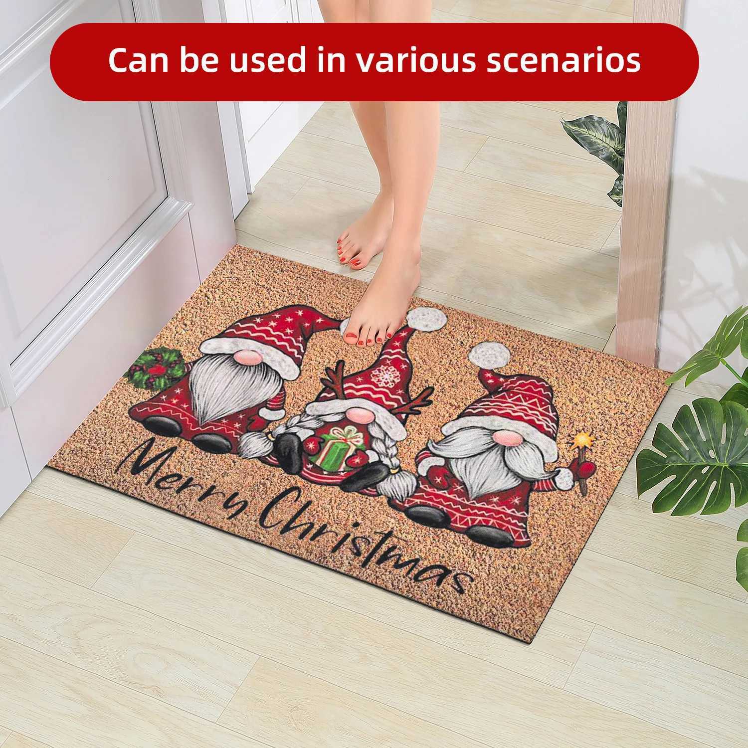 Christmas Carpet Cartoon Dwarf Door Mat Red Santa Claus Floor Mat Holiday Decoration Indoor and Outdoor Foot Mat Absorbent MatM251117