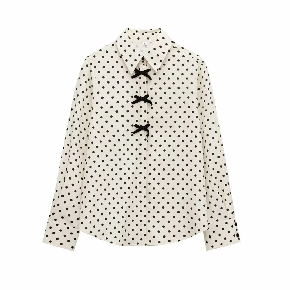 RARF Womens Long Sleeve Autumn/Winter Slim Fit and Slimming Butterfly Bow Polka Dot Shirt 250417