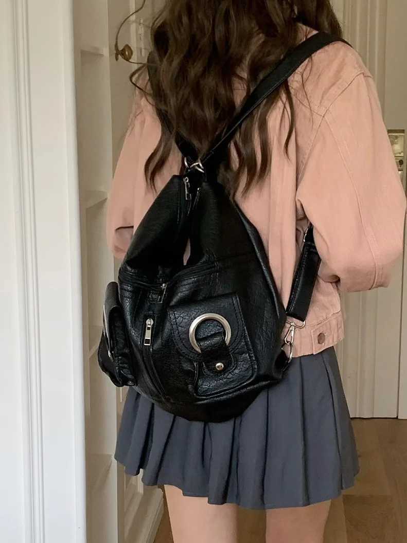 JIAERDI Vintage Grunge Y2k Handbags Women Hot Girls Pockets PU Leather White Backpacks Ladies Harajuku Aesthetic Crossbody BagsW251115