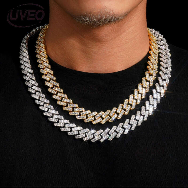 VVS Jewelry Gold Sterling Silver Iced Out 925 Moissanite Cuban Ring Hip Hop Pass Diamond Tester Cuban Link Chains Pendant Women Mens Gift